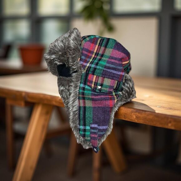 Faux Fur Multi Colored Trapper Hat One Size Adult - Picture 1 of 4